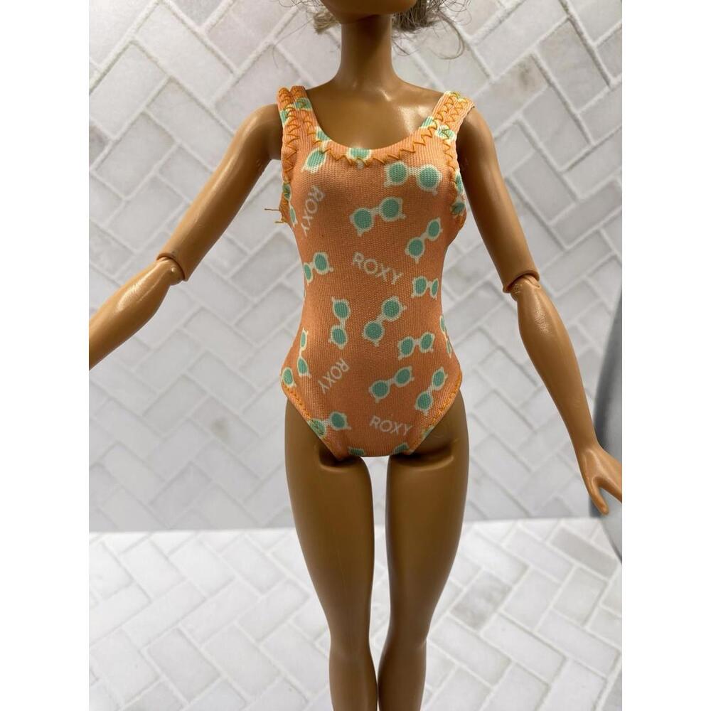Barbie Swimsuit ~orange W/ Green Sunglasses Print Roxy One Piece